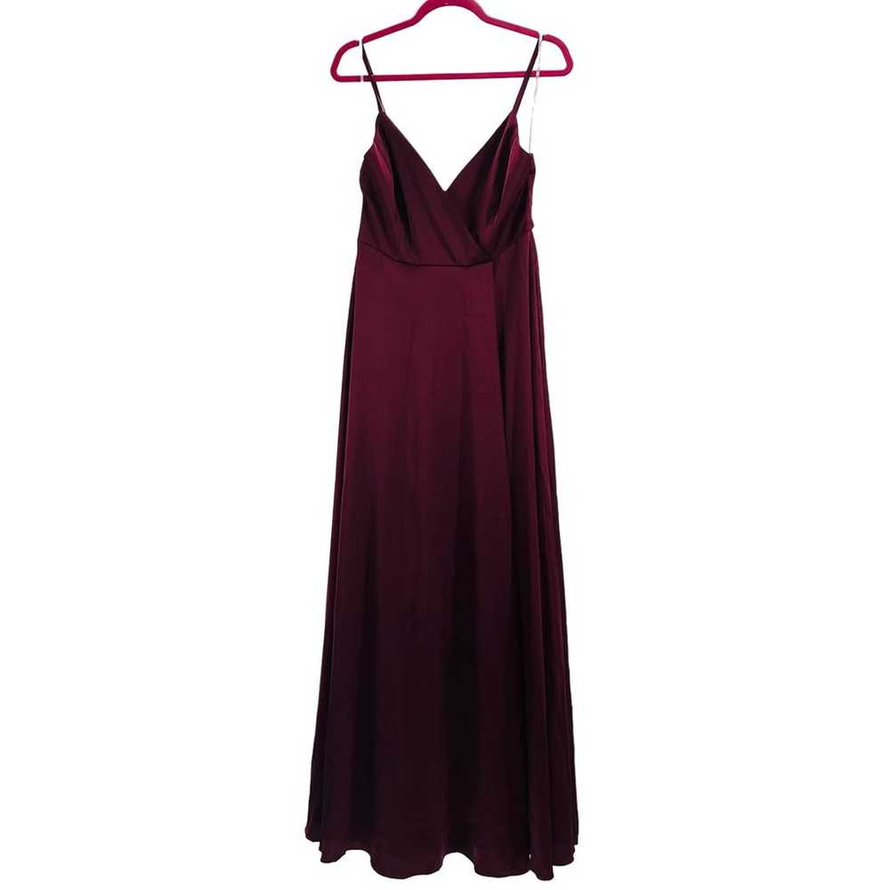 LULU'S sz S Ode To Love Burgundy Satin Maxi Eveni… - image 3