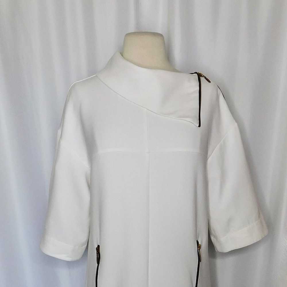 ZARA Basics White Shift Dress Zippered Neckline S… - image 2