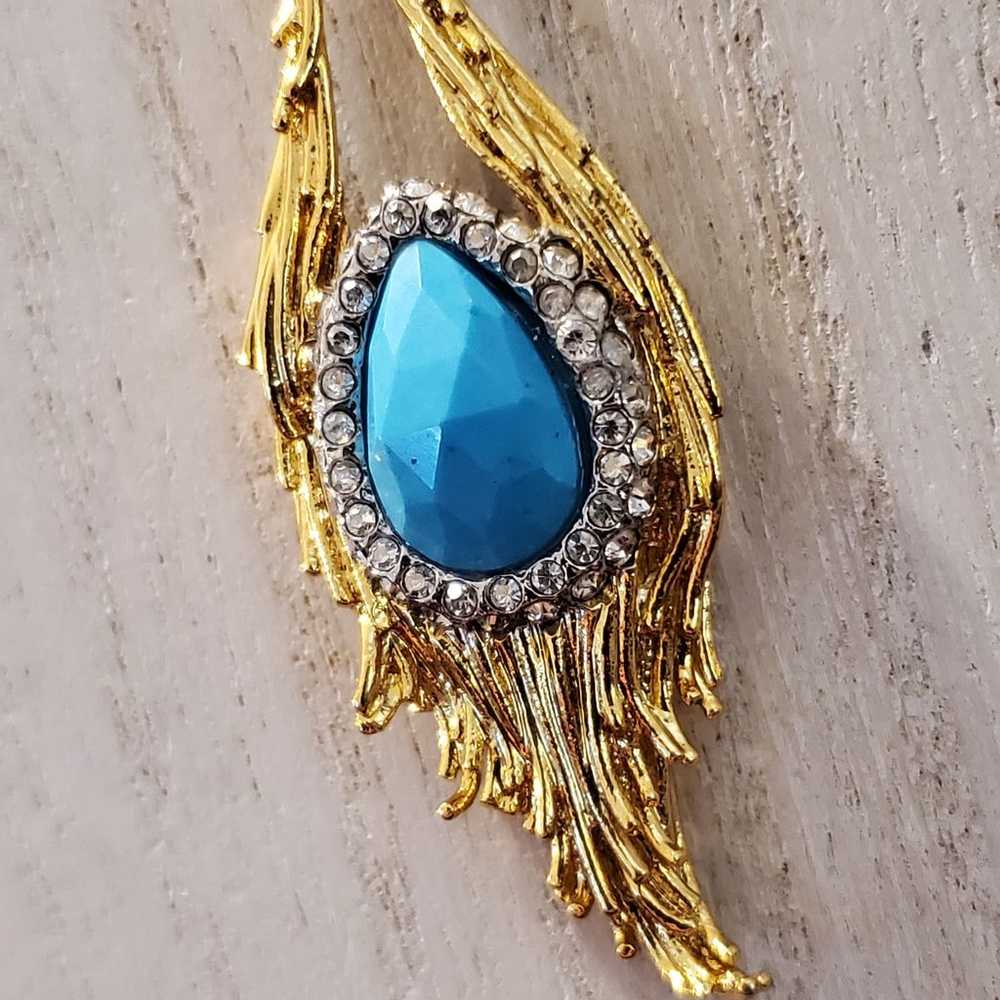 Alexis Bittar Gold Tone Chain w/ Faceted Turquois… - image 3