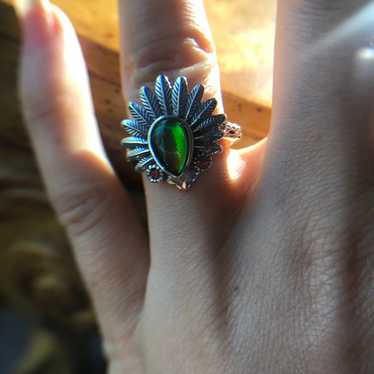 Canadian Ammolite Sterling Silver Native American… - image 1