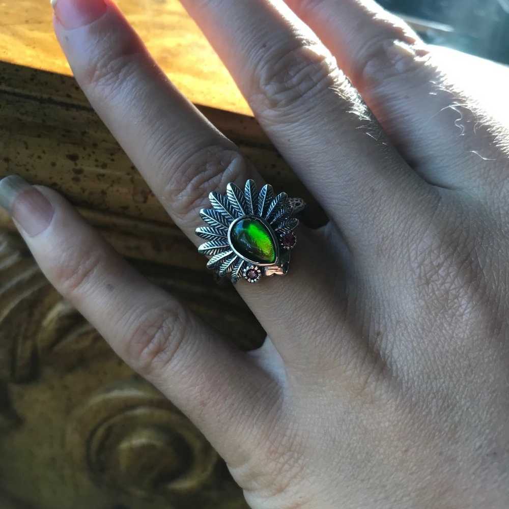 Canadian Ammolite Sterling Silver Native American… - image 2