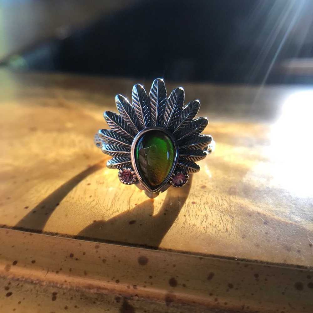 Canadian Ammolite Sterling Silver Native American… - image 3