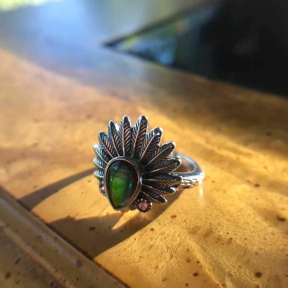 Canadian Ammolite Sterling Silver Native American… - image 5