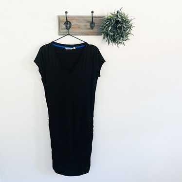 Athleta Black Ruched V-Neck Dress S