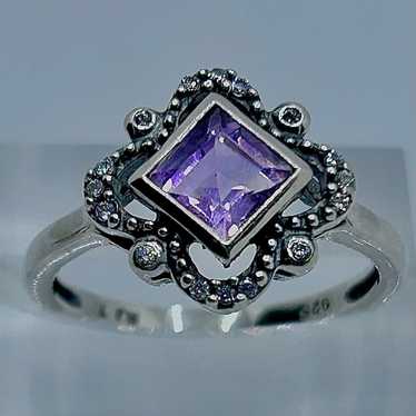 VINTAGE SZ7 HIGH END BEZEL SET 1.25CT AMETHYST & D