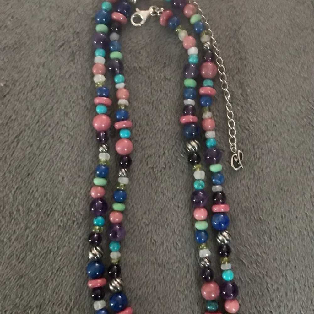 Vintage Carolyn Pollack Rhodonite & Gemstone Neck… - image 3