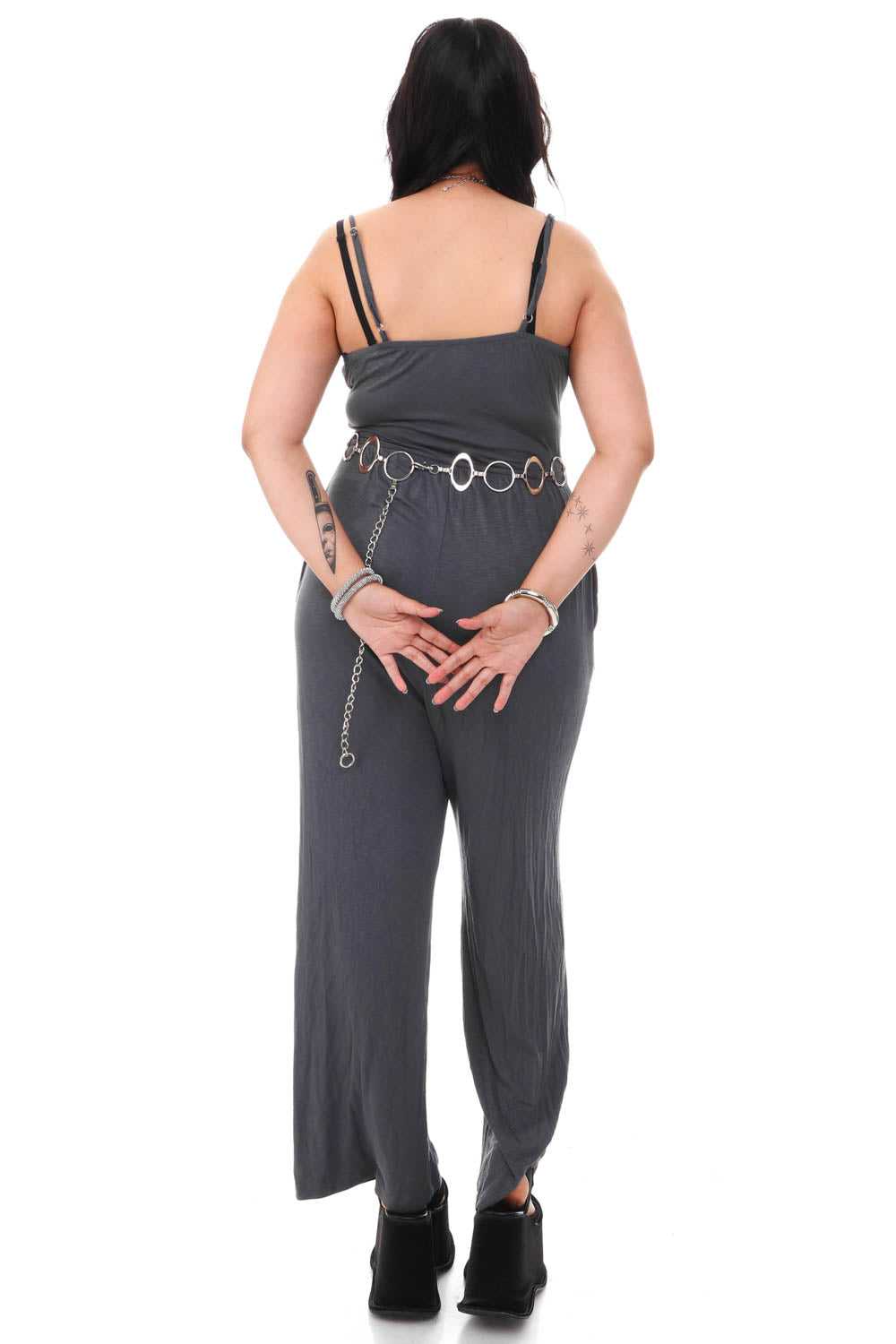 Vintage Y2K Grey Knit Jumpsuit - S - image 5