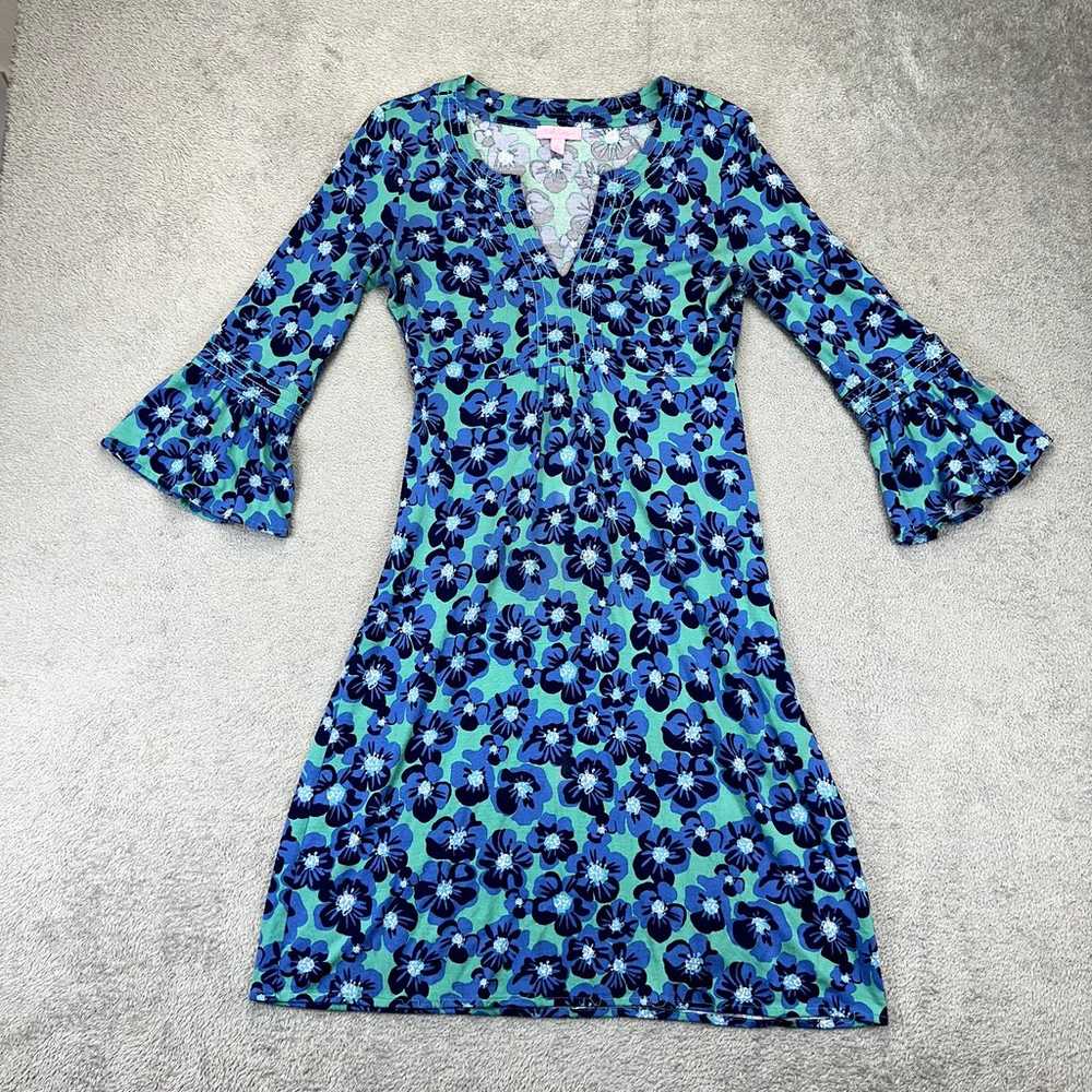 Lilly Pulitzer Twyla Dress Blue Floral Print Size… - image 1