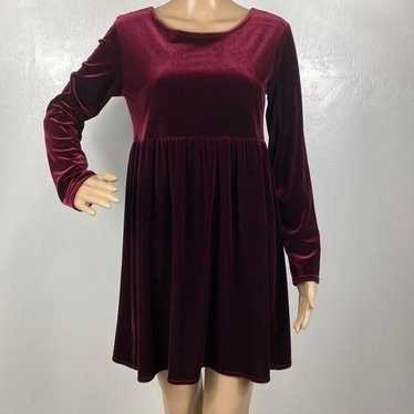 Laundry by Shelli Segal babydoll velvet maroon min