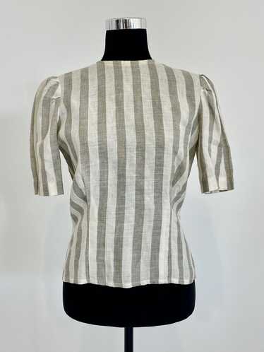 Nwt Perry Ellis sheer striped silk blouse women's store 8 grey