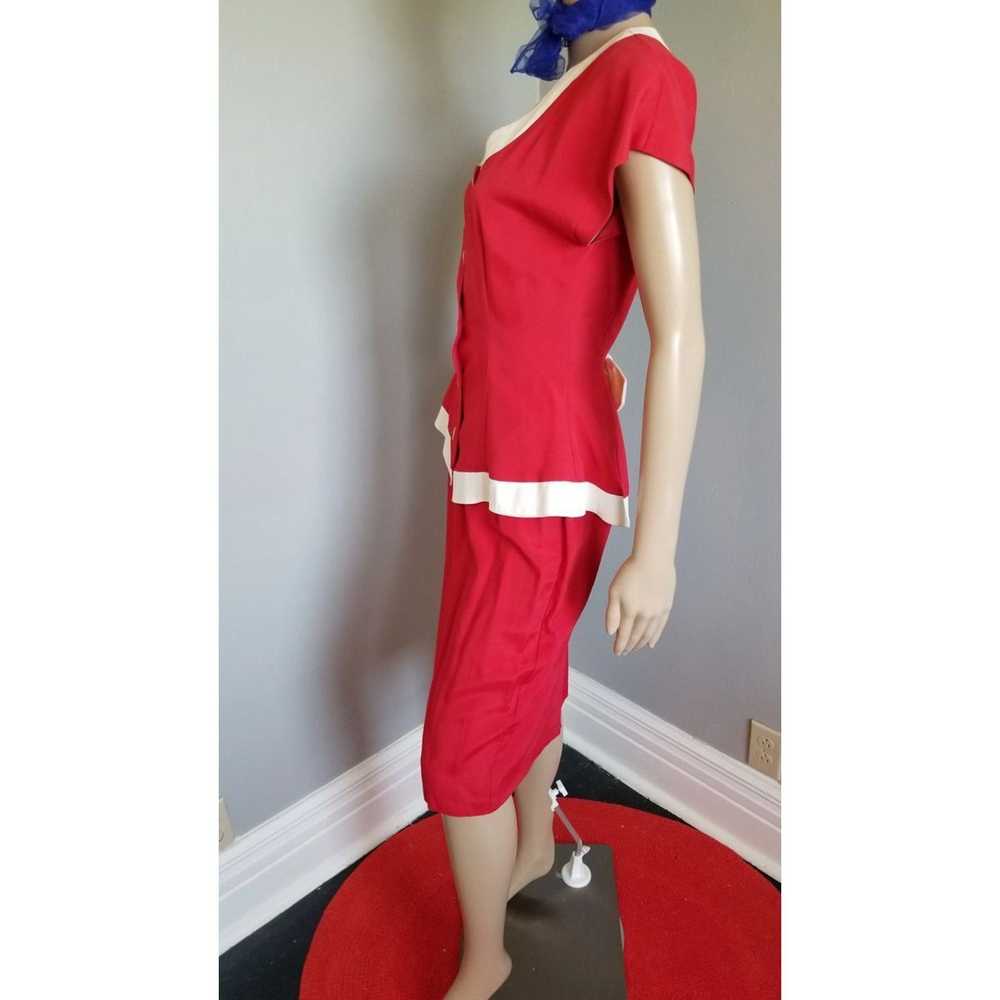 Vintage 80s Vintage CRE CHE 2 Piece Red & White O… - image 3