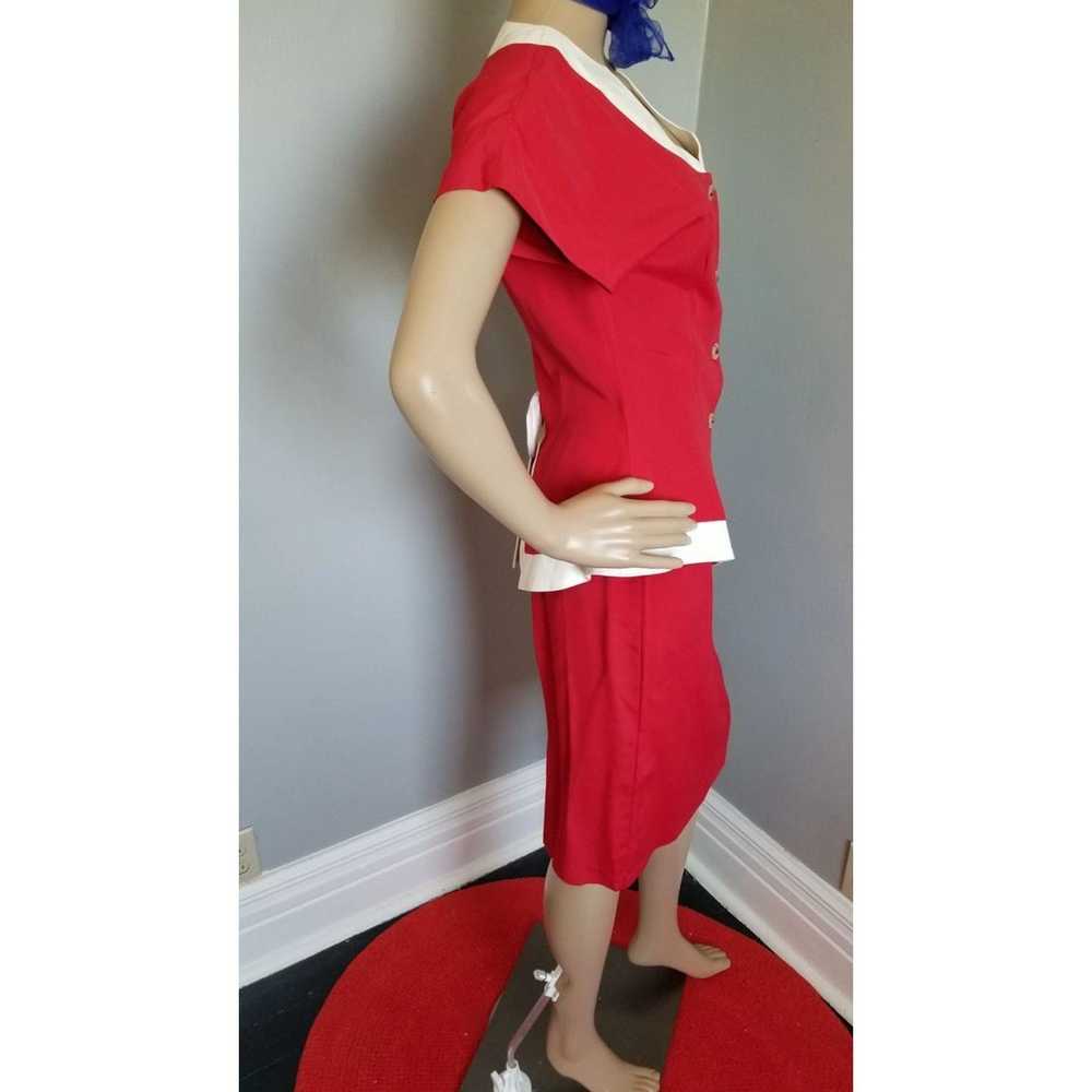 Vintage 80s Vintage CRE CHE 2 Piece Red & White O… - image 4