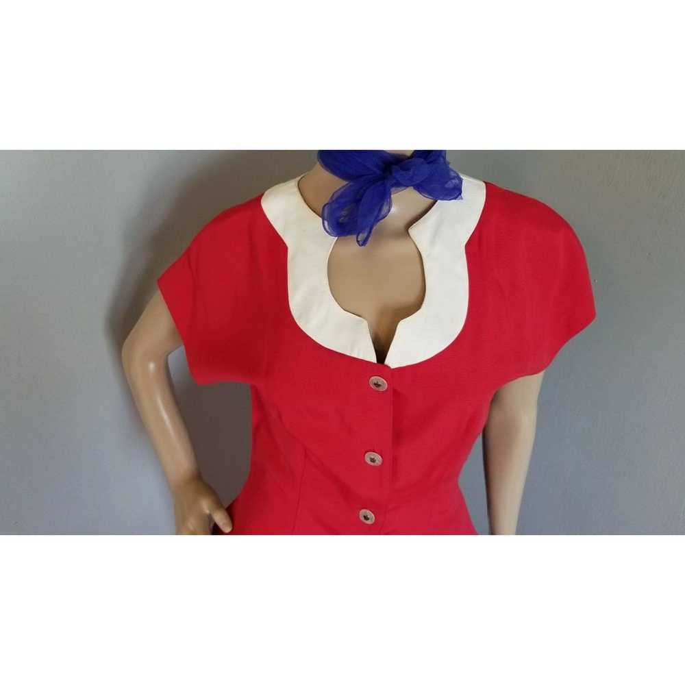 Vintage 80s Vintage CRE CHE 2 Piece Red & White O… - image 5