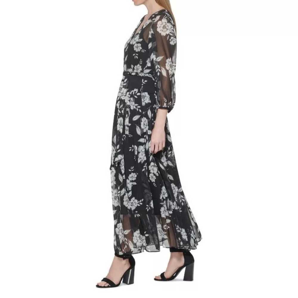 Calvin Klein Sheer Maxi Dress Black Surplice Fron… - image 1