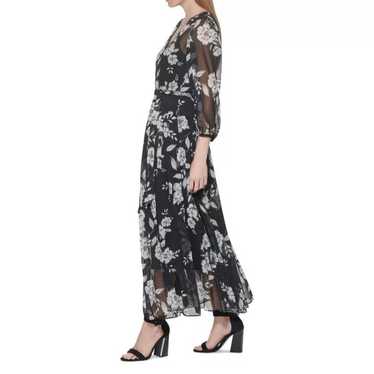 Calvin Klein Sheer Maxi Dress Black Surplice Fron… - image 1