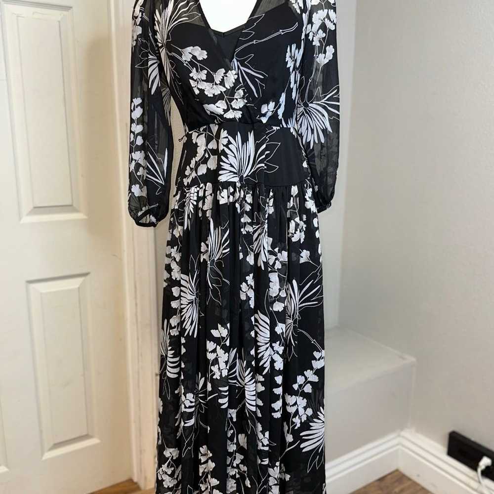 Calvin Klein Sheer Maxi Dress Black Surplice Fron… - image 4