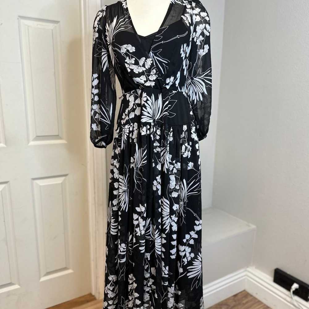 Calvin Klein Sheer Maxi Dress Black Surplice Fron… - image 5