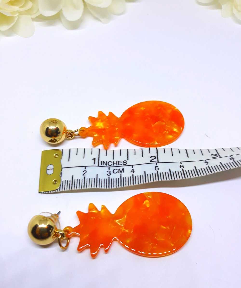 Lot of Four Mid-Century Modern ORANGE TONE Earrin… - image 4