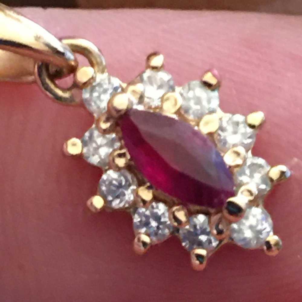 Vintage gold vermeil ruby and diamond pendant - image 10