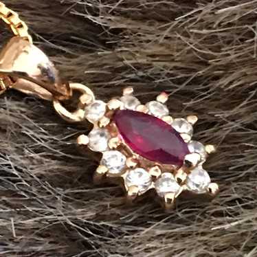 Vintage gold vermeil ruby and diamond pendant - image 1