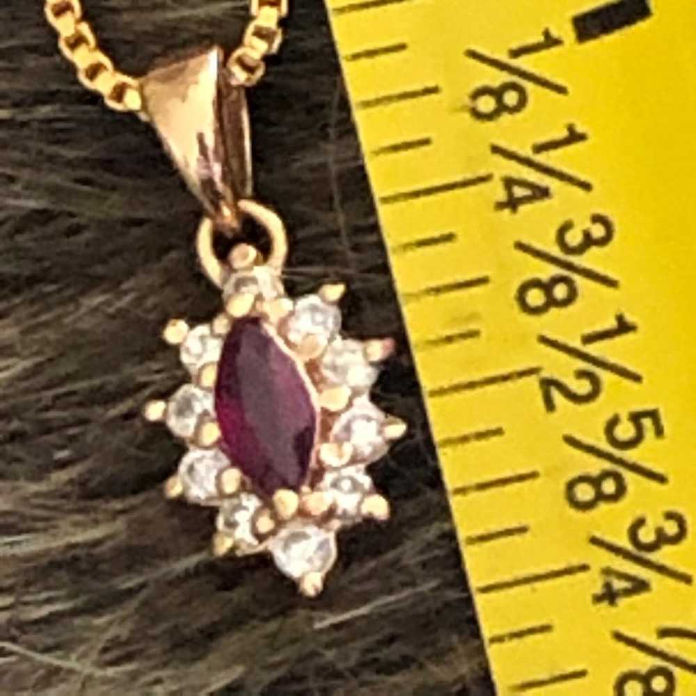 Vintage gold vermeil ruby and diamond pendant - image 5