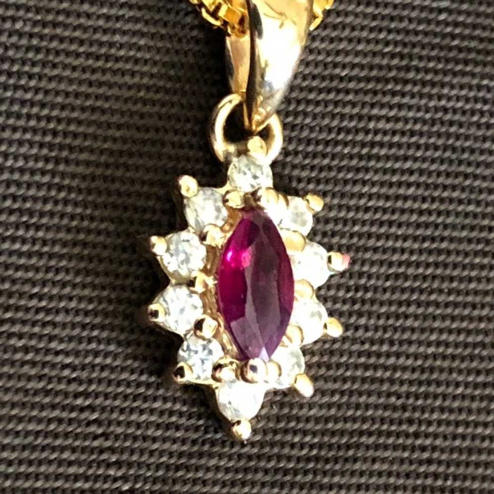 Vintage gold vermeil ruby and diamond pendant - image 8