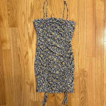 Amable by Mable FLORAL MESH MINI BODYCON DRESS blu