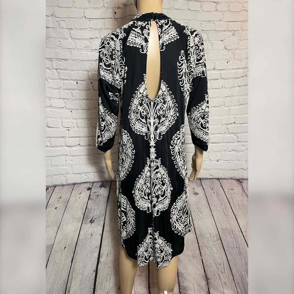 Free People Fiesta Floral Black White Dress Size M - image 7