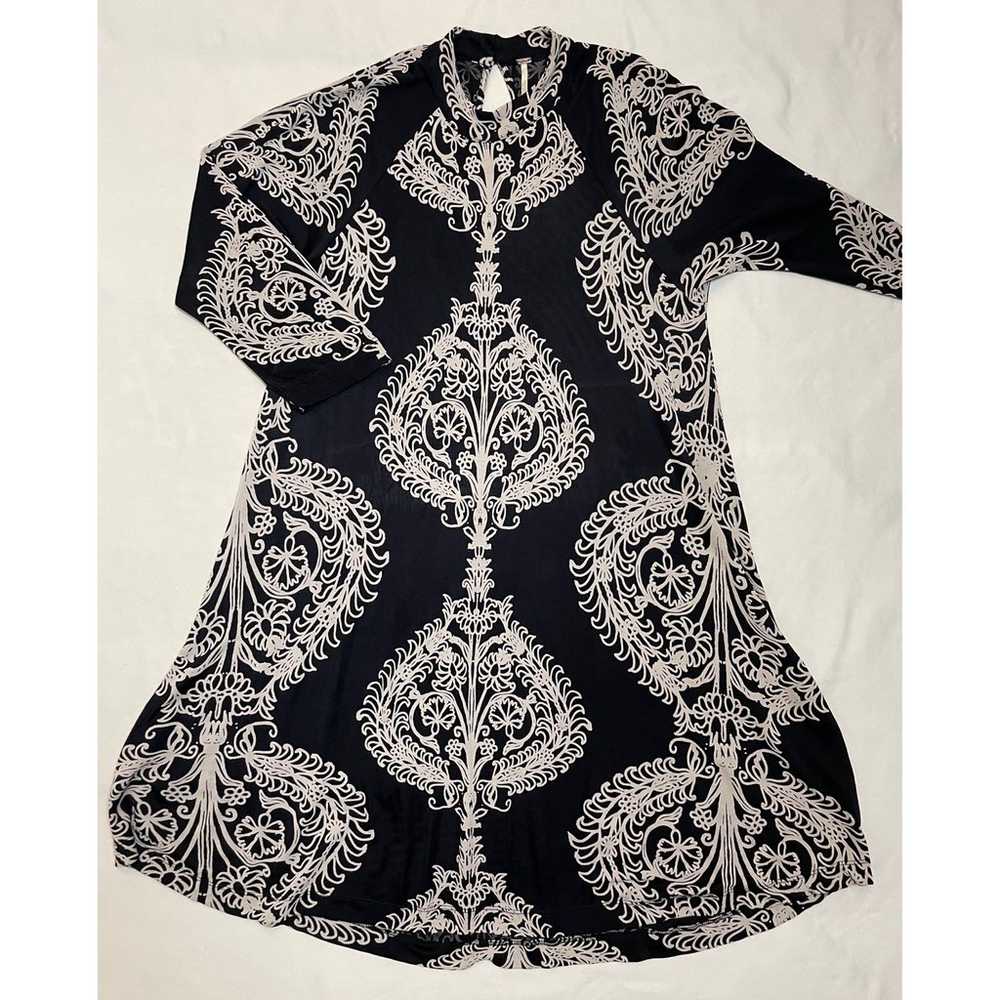 Free People Fiesta Floral Black White Dress Size M - image 8