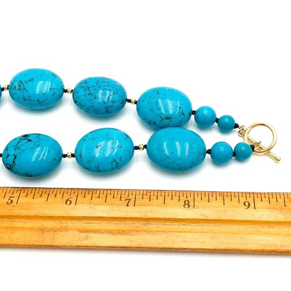 14K Yellow Gold Womens Necklace Turquoise Bead To… - image 3