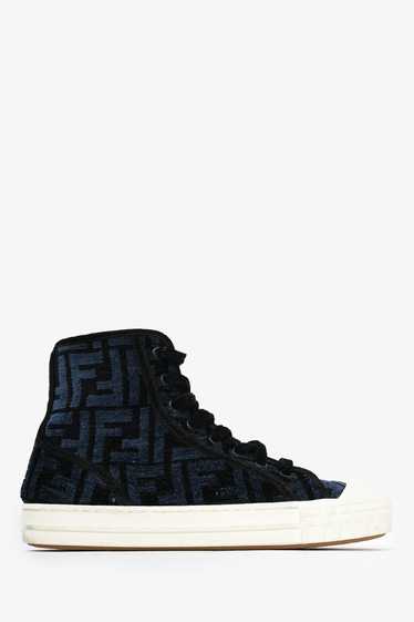 Fendi Navy/Black Zucca Print High Top Sneakers Si… - image 1