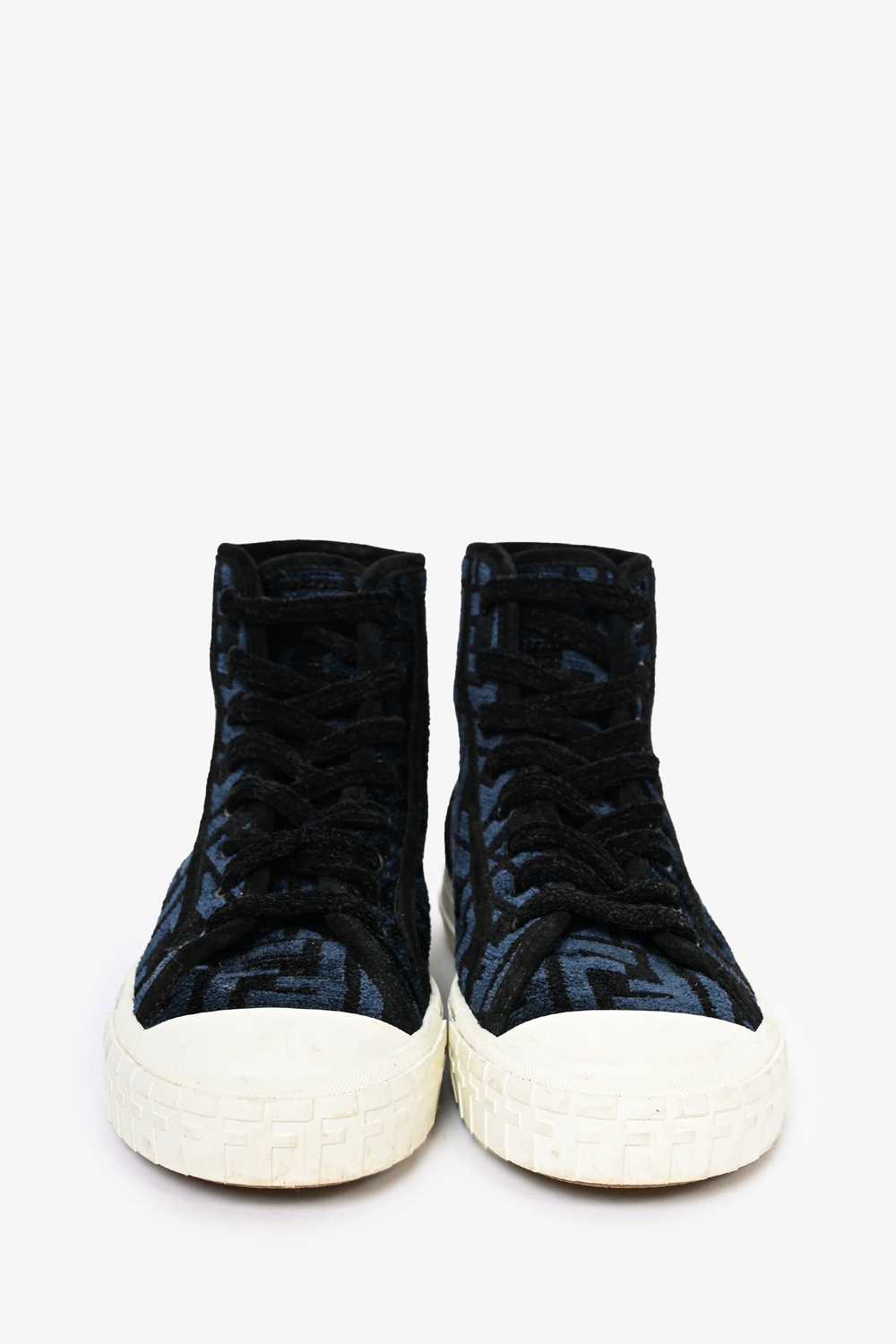 Fendi Navy/Black Zucca Print High Top Sneakers Si… - image 3