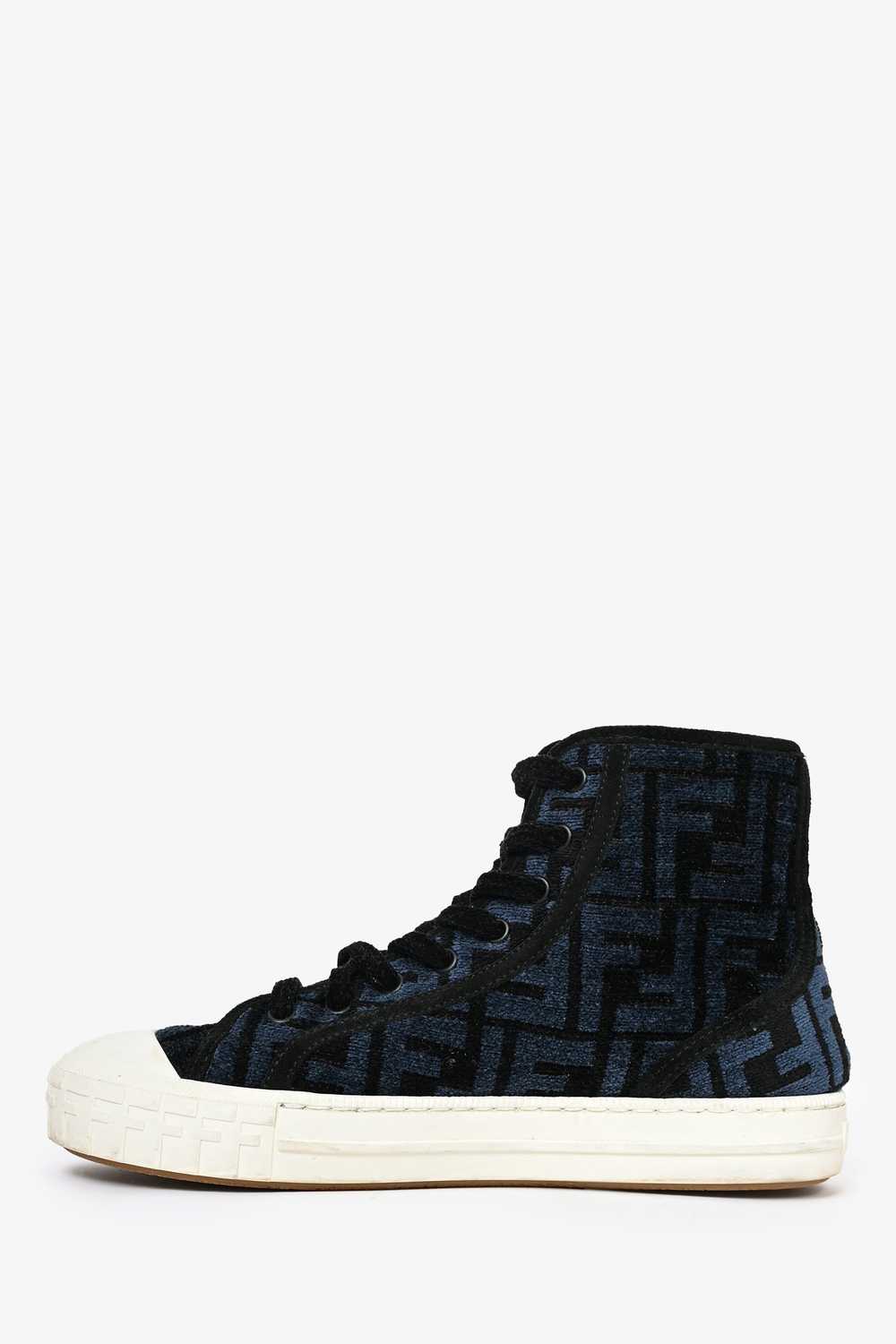 Fendi Navy/Black Zucca Print High Top Sneakers Si… - image 4