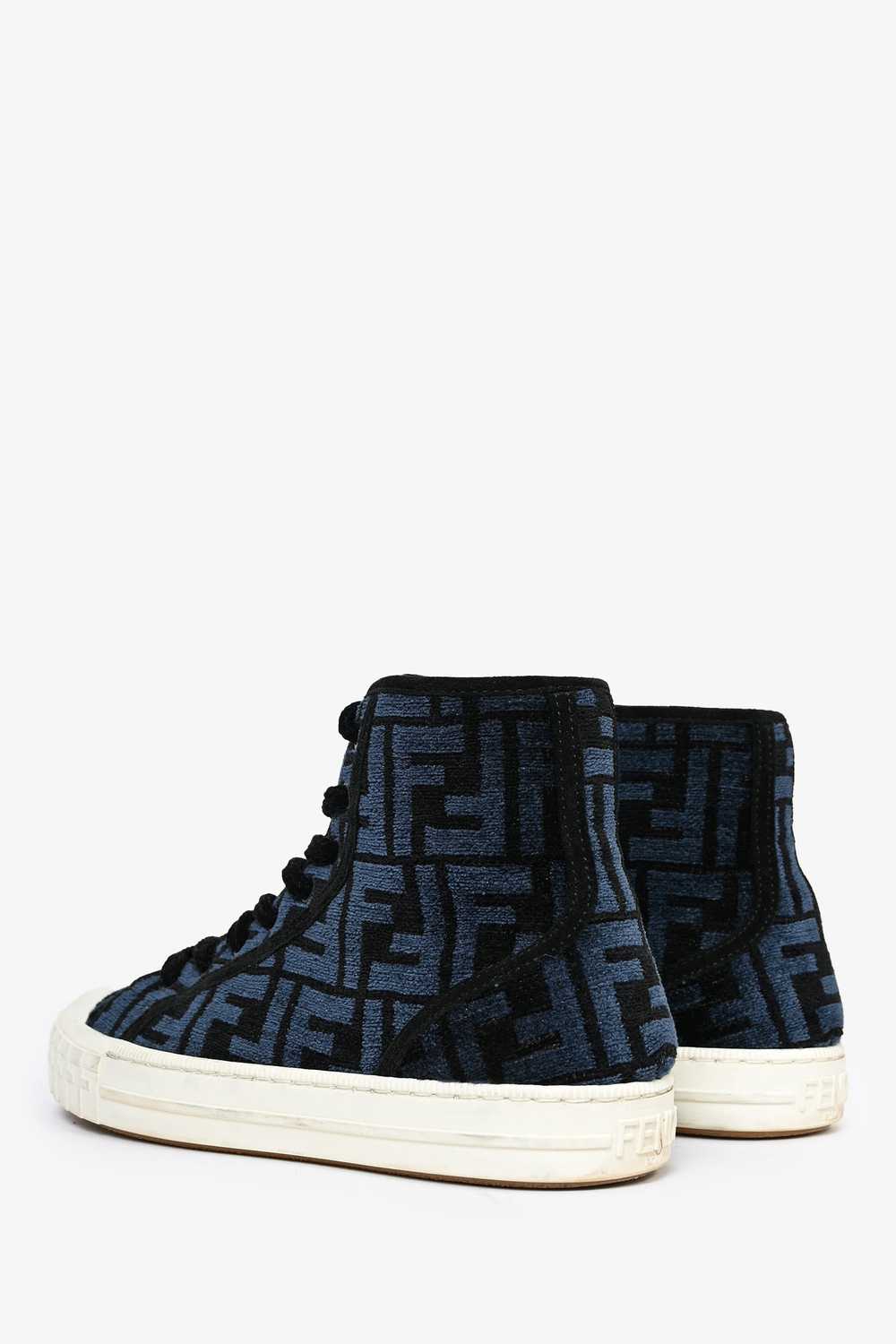 Fendi Navy/Black Zucca Print High Top Sneakers Si… - image 5