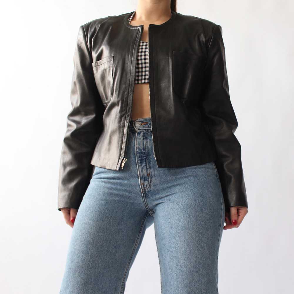 90s Boxy Cropped Leather Jacket - image 1