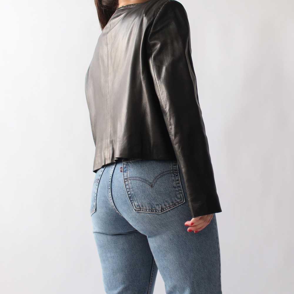 90s Boxy Cropped Leather Jacket - image 2