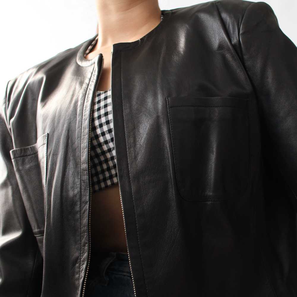 90s Boxy Cropped Leather Jacket - image 6