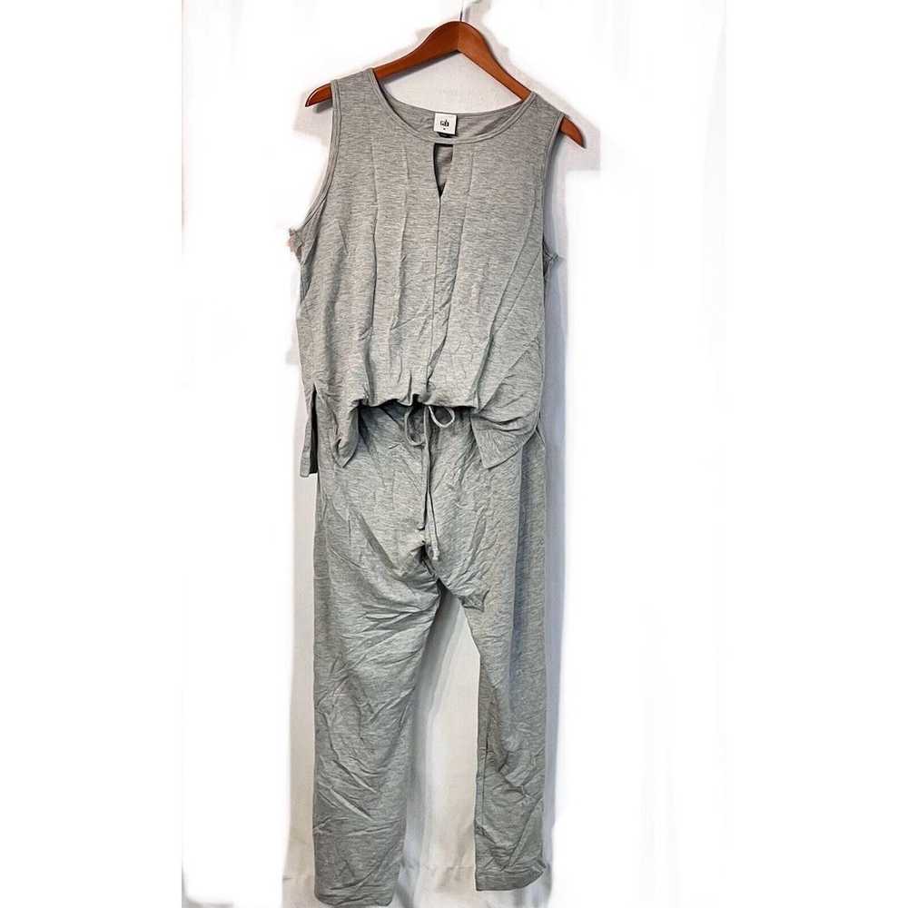 CAbi SUMMER JUMPSUIT Grey Stretch Open Back Crop … - image 1