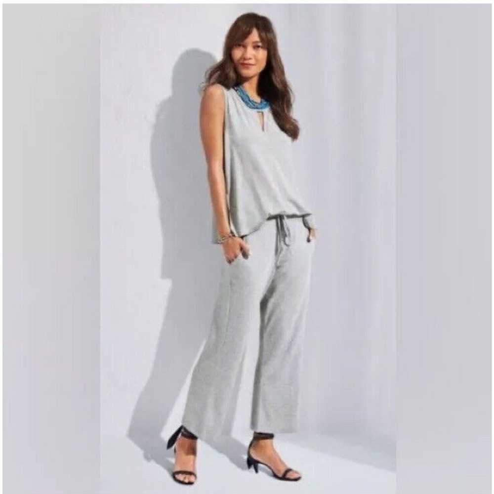 CAbi SUMMER JUMPSUIT Grey Stretch Open Back Crop … - image 6