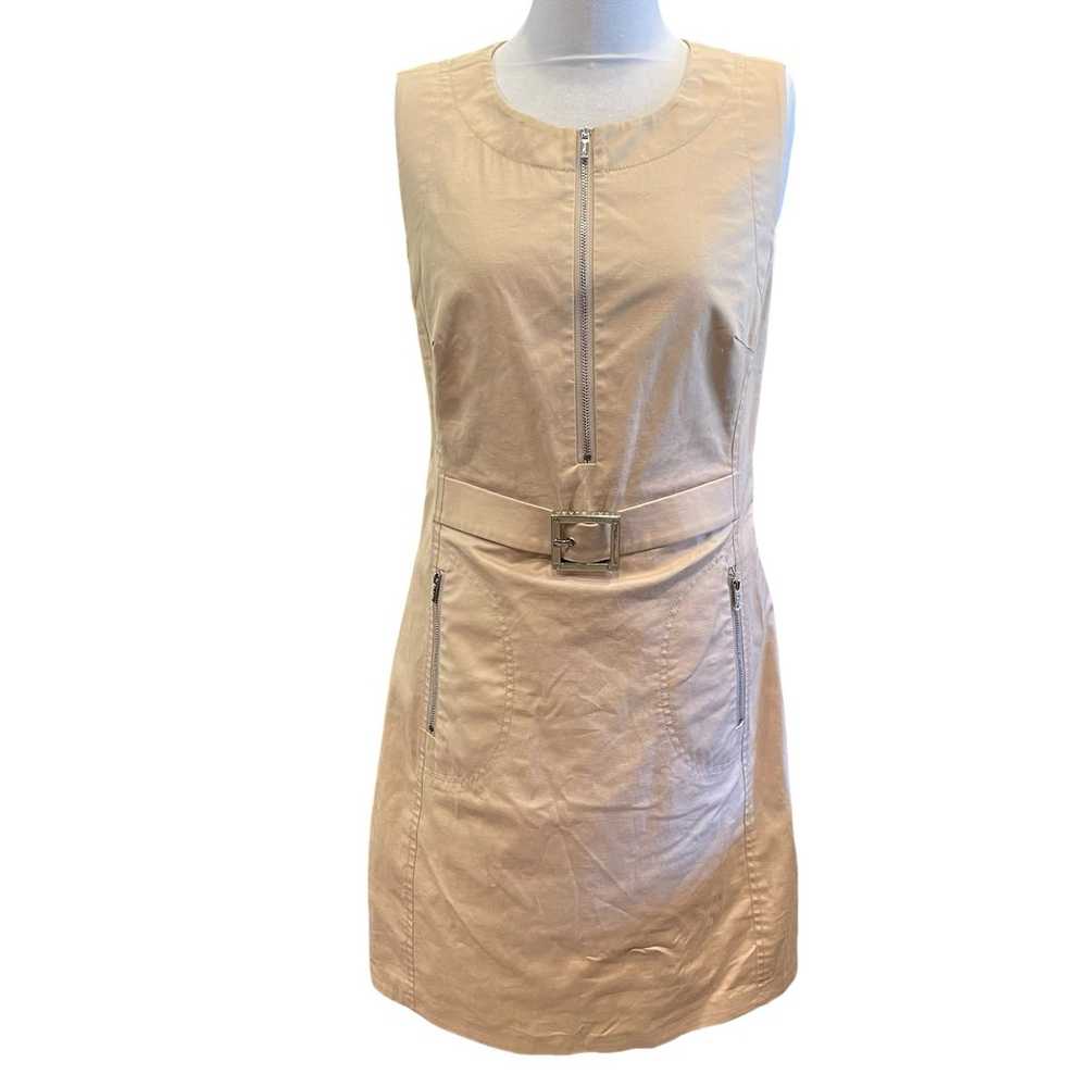 Tory Burch Khaki Sleeveless Sheath Dress Size 8 S… - image 1