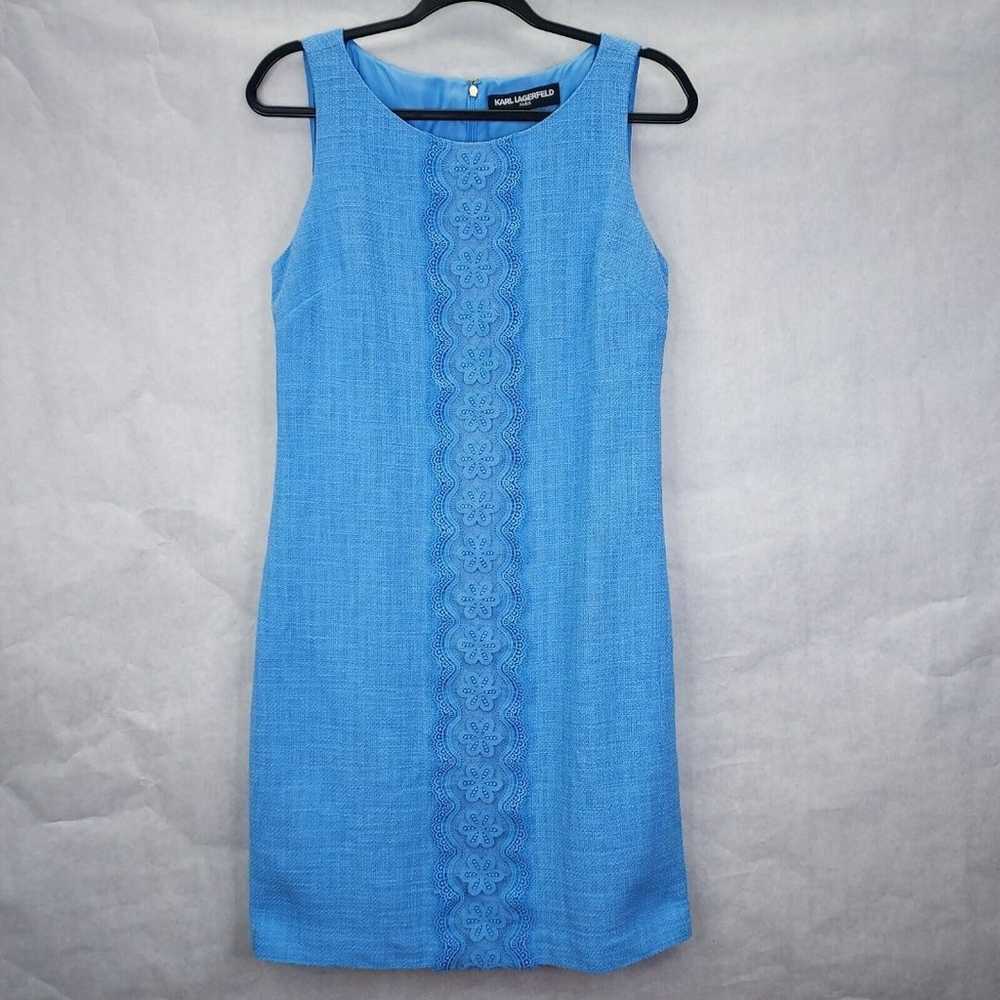 KARL LAGERFELD Paris Shift Dress Sz 8 Light Blue … - image 2