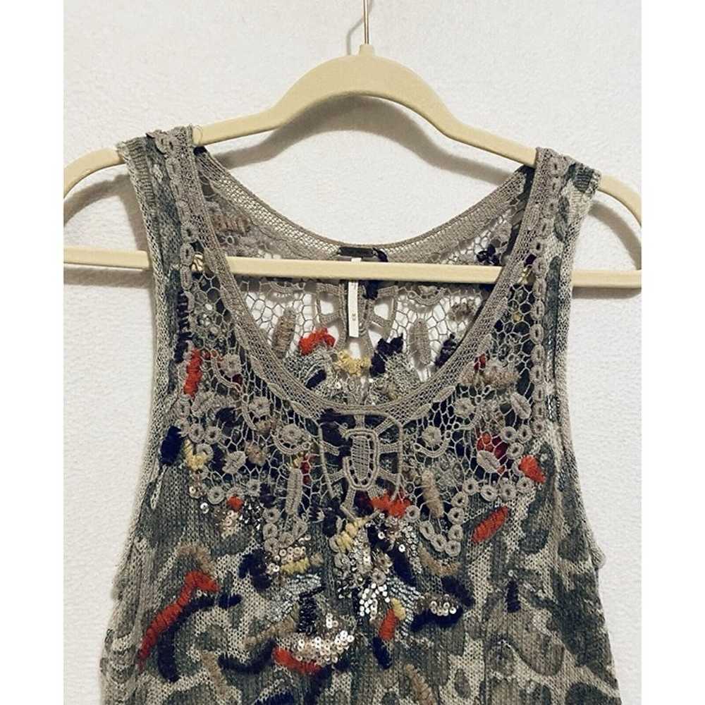 Free People Dress Womens Medium Gray Boho Print E… - image 2