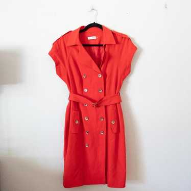 Calvin Klein Red Military Red Trench Dress - image 1