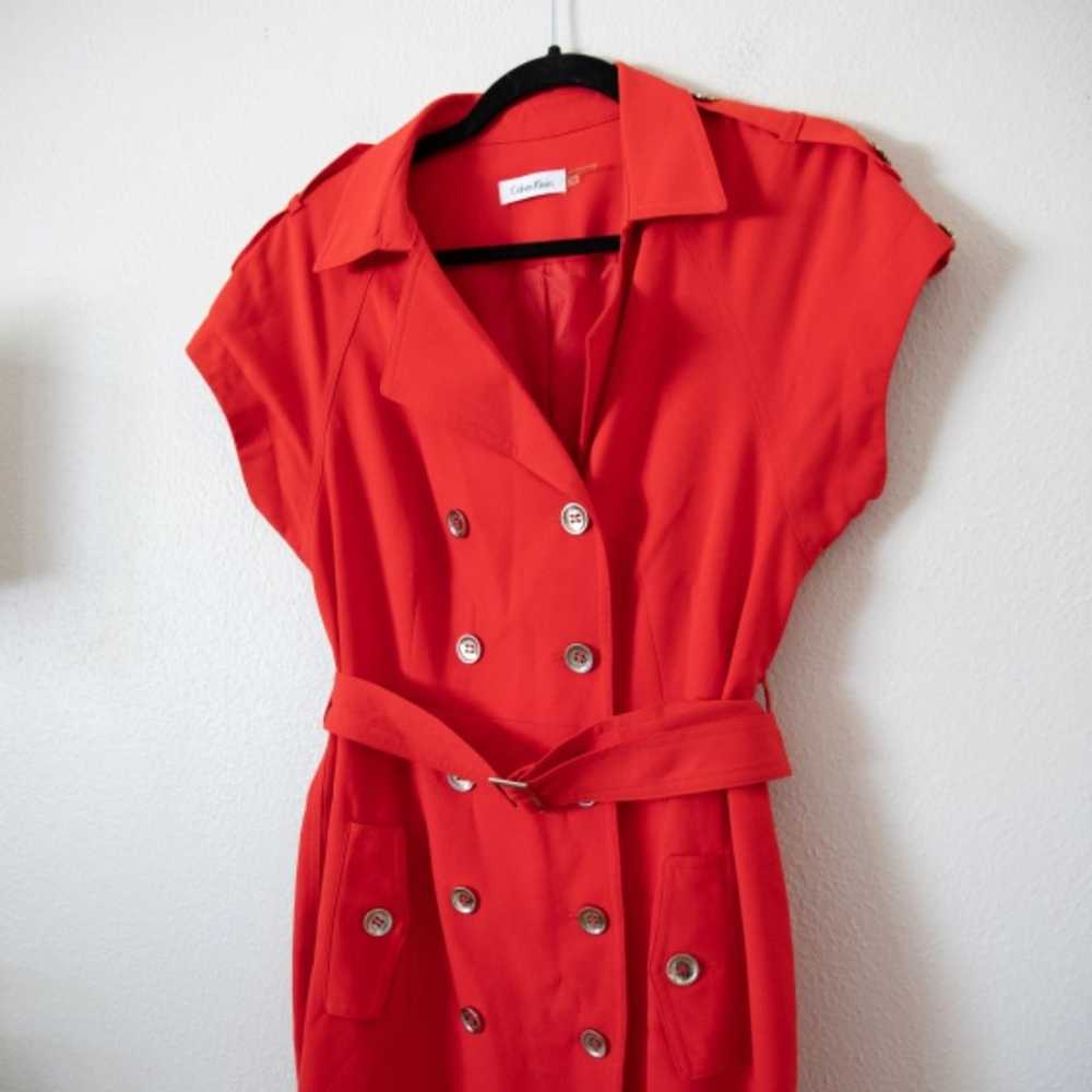 Calvin Klein Red Military Red Trench Dress - image 2