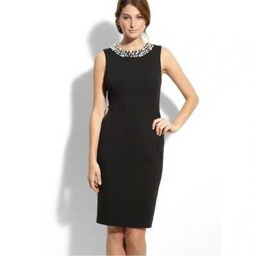 Calvin Klein Pearl Necklace Black Sheath Dress wit