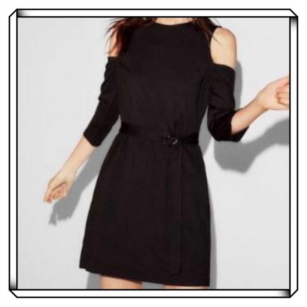 EXPRESS Black Cold Shoulder Sheath Dress - image 1