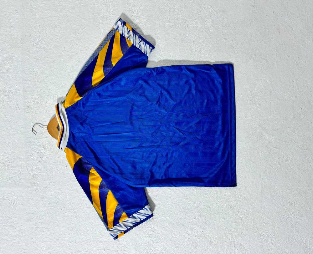 Vintage Puma Blue/Yellow Soccer Jersey Sz. L - image 5