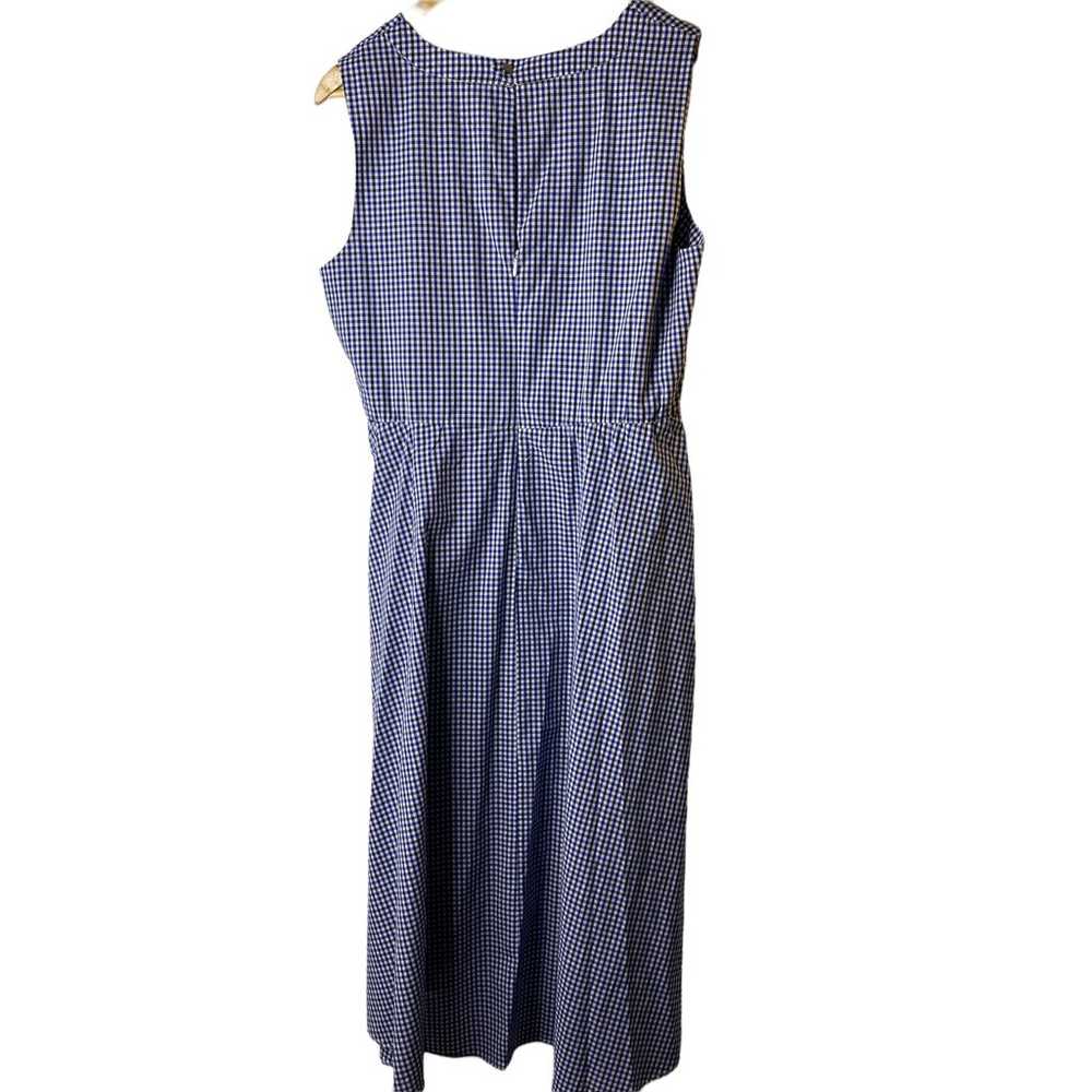 DKNY Blue Check Print Sleeveless Hi Low Surplice … - image 3