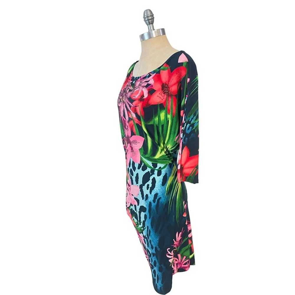 Cache Floral & Animal Print Dress Rhinestones Mul… - image 2