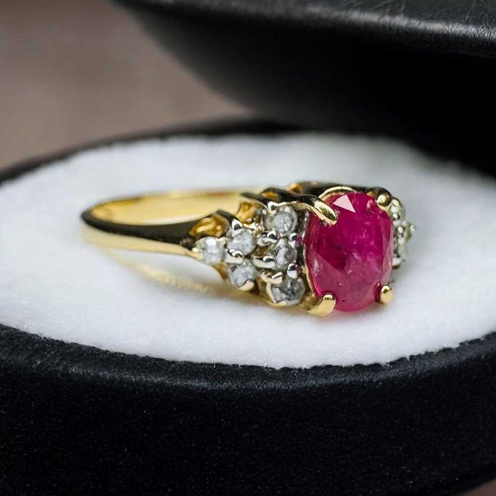 VINTAGE- 10k Gold -Natural Ruby Ring- Size 5.75 -… - image 10